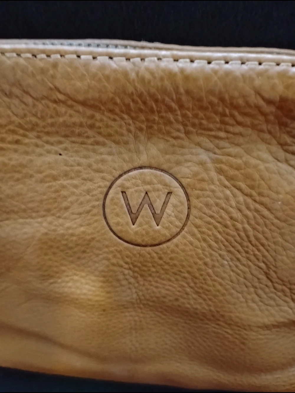 Wanderers Butterscotch Leather Zipper Pouch Toiletry Bag